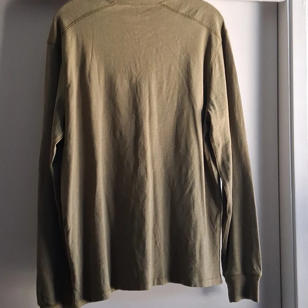 J.Crew Jeans Mens Green Cotton Henley Longsleeve Shirt L
